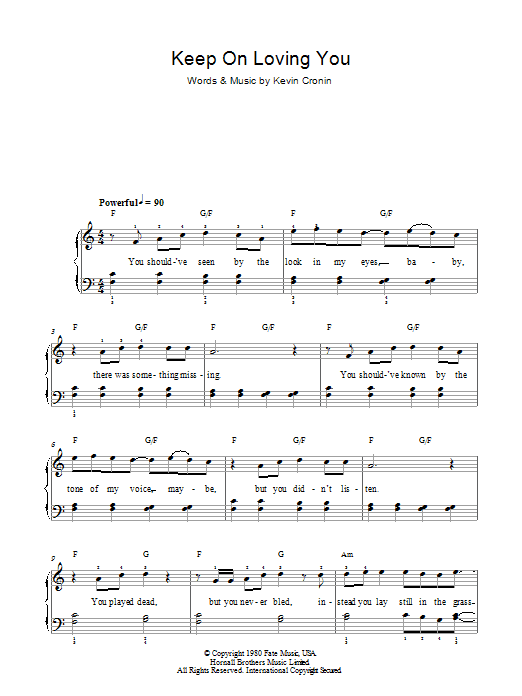 REO Speedwagon Keep On Loving You sheet music notes and chords. Download Printable PDF.