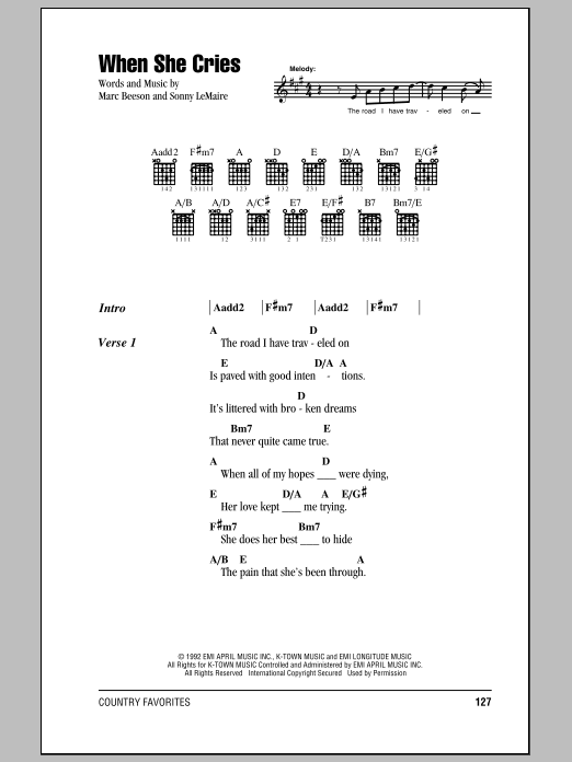 Restless Heart When She Cries sheet music notes and chords. Download Printable PDF.