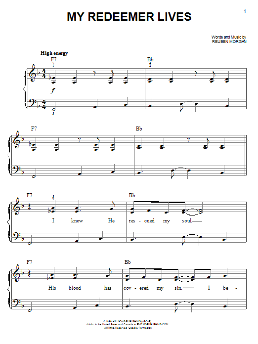 Reuben Morgan My Redeemer Lives sheet music notes and chords. Download Printable PDF.