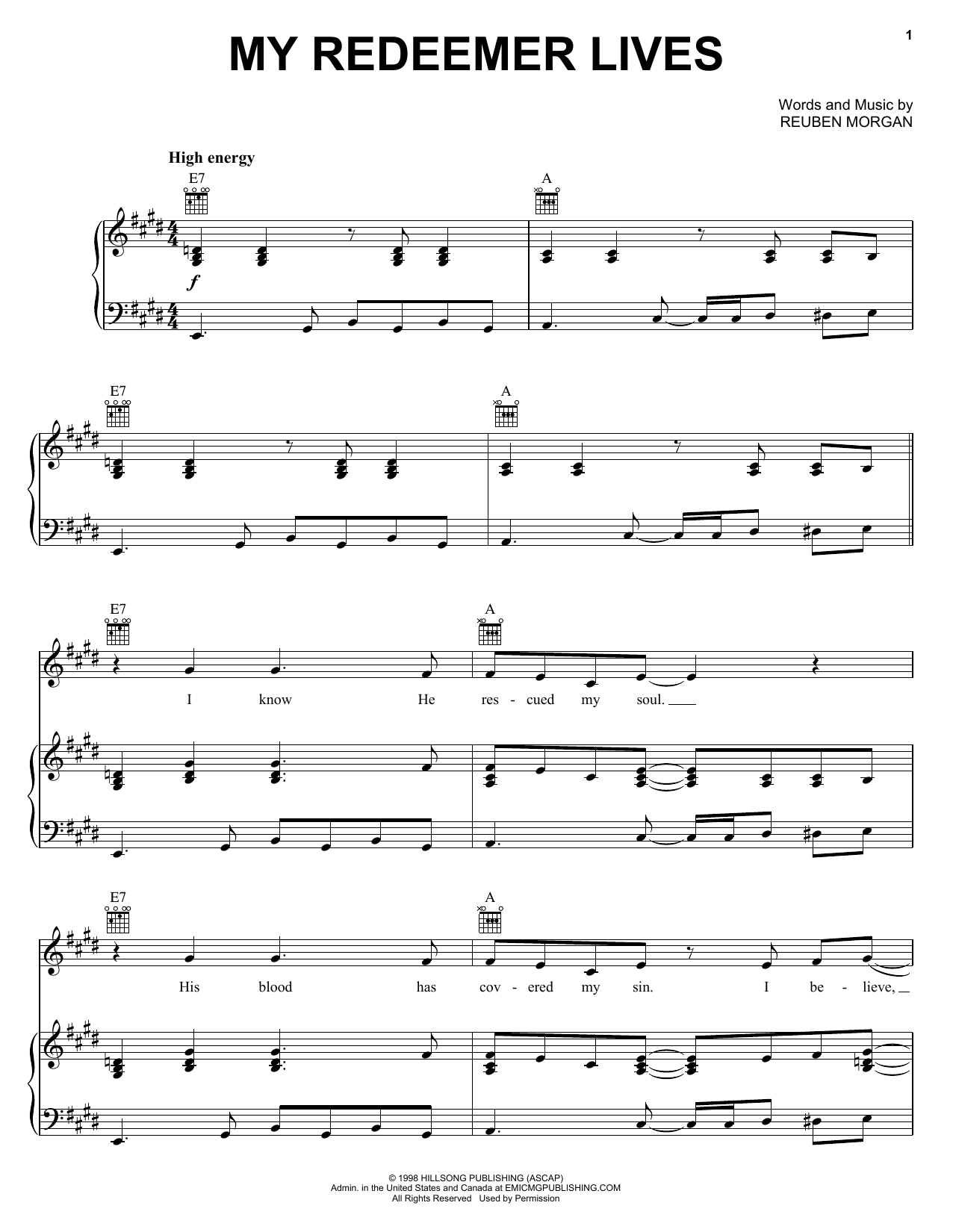 Learn to play Reuben Morgan My Redeemer Lives sheet music for Easy Lead Sheet / Fake Book in minutes. Price: 5.9900$ Reuben Morgan My Redeemer Lives sheet music notes and chords arranged for Easy Lead Sheet / Fake Book