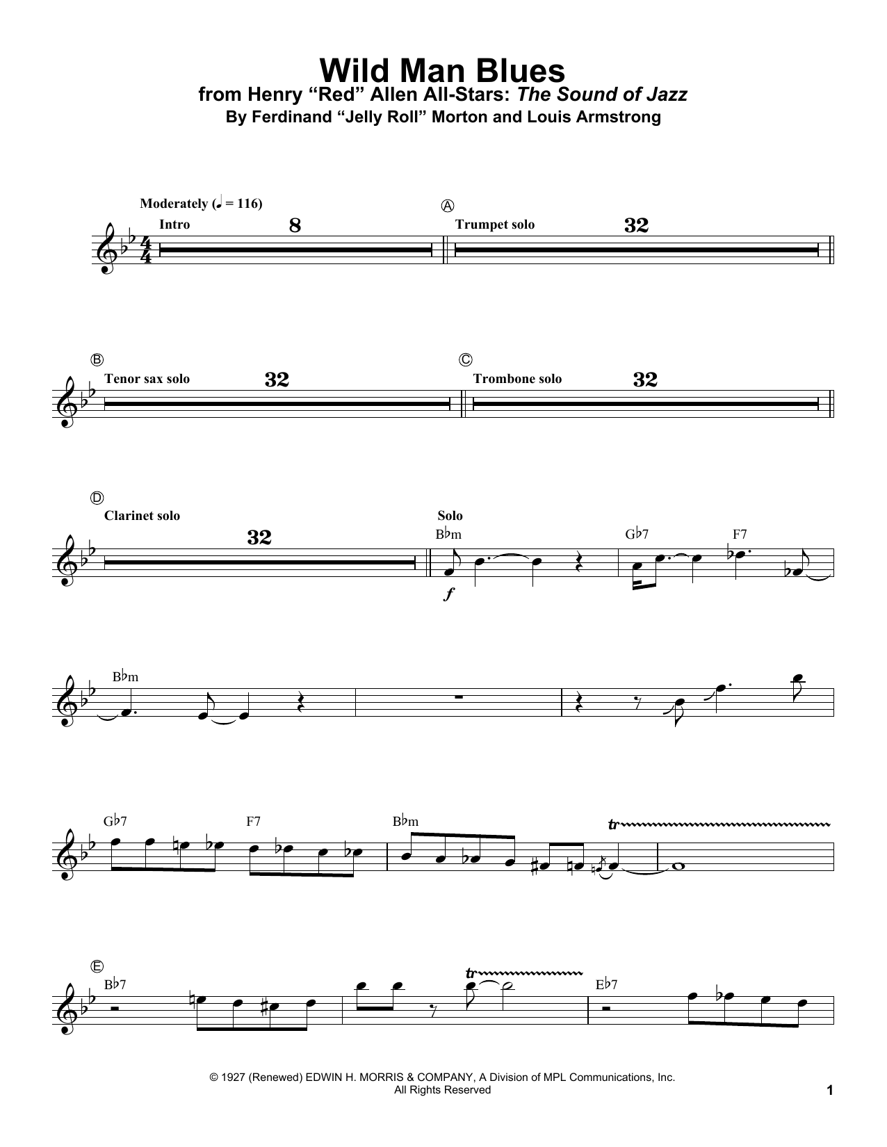 Rex Stewart Wild Man Blues sheet music notes and chords. Download Printable PDF.