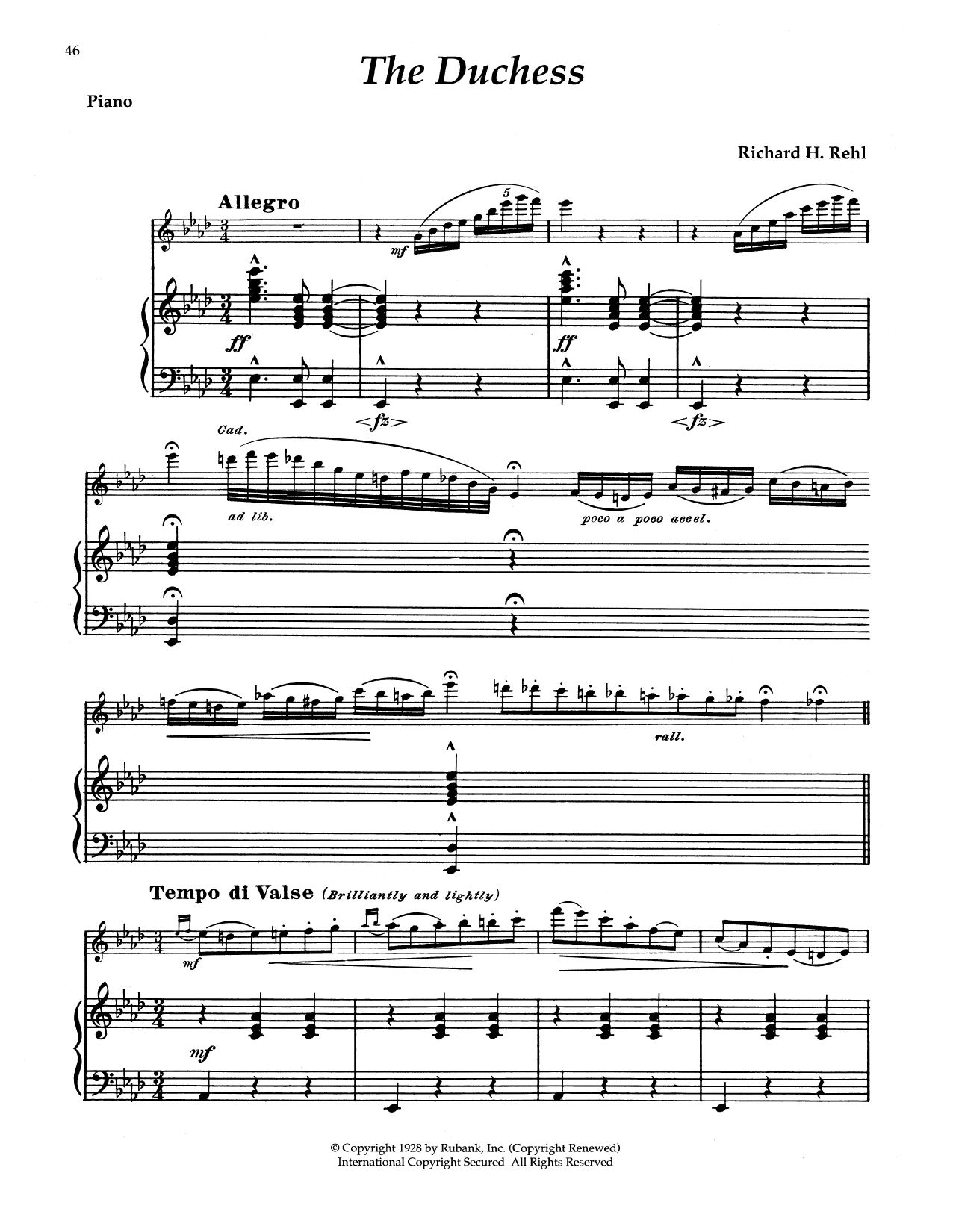 Richard H. Rehl The Duchess sheet music notes and chords. Download Printable PDF.