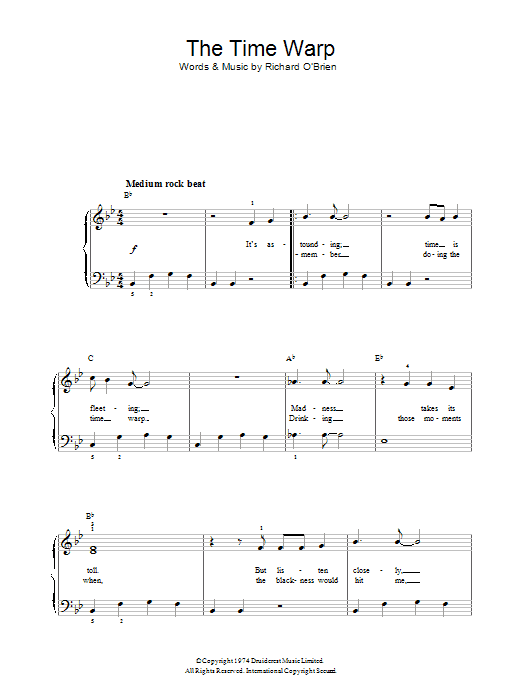 Richard O'Brien The Time Warp (from The Rocky Horror Picture Show) sheet music notes and chords. Download Printable PDF.