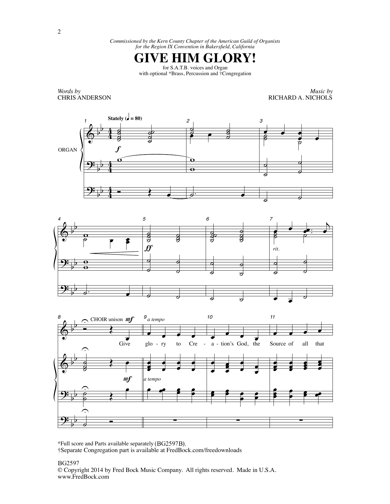 Learn to play Richard A. Nichols Give Him Glory! sheet music for SATB Choir in minutes. Price: 3.9900$ Richard A. Nichols Give Him Glory! sheet music notes and chords arranged for SATB Choir