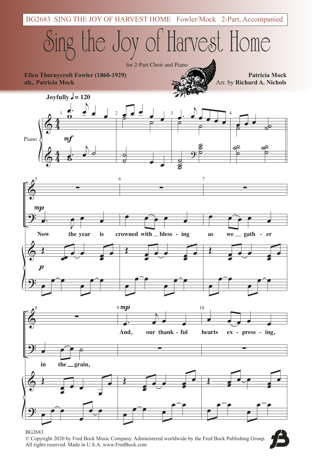 Learn to play Richard A. Nichols Sing The Joy Of Harvest Home sheet music for 2-Part Choir in minutes. Price: 3.9900$ Richard A. Nichols Sing The Joy Of Harvest Home sheet music notes and chords arranged for 2-Part Choir