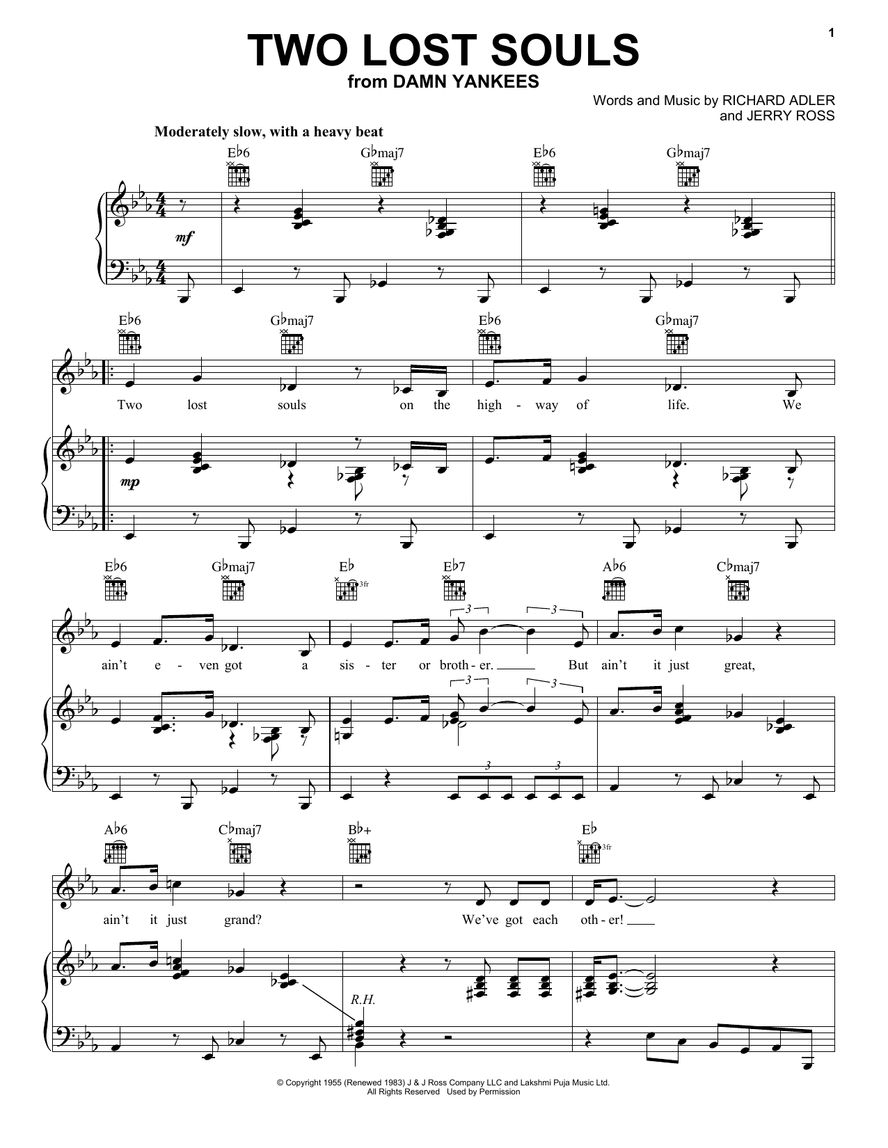 Richard Adler Two Lost Souls sheet music notes and chords. Download Printable PDF.