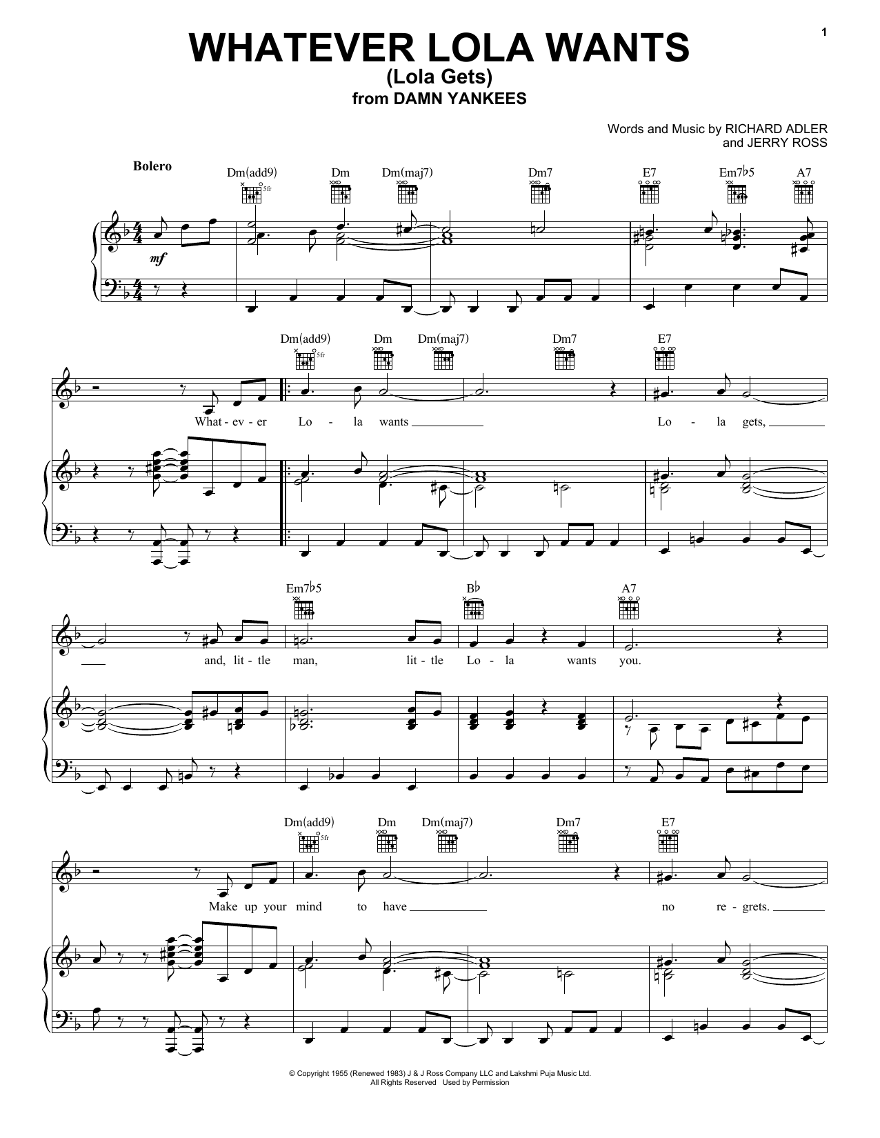 Learn to play Richard Adler Whatever Lola Wants (Lola Gets) sheet music for Lead Sheet / Fake Book in minutes. Richard Adler Whatever Lola Wants (Lola Gets) sheet music notes and chords. Download Printable PDF.