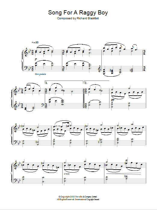 Learn to play Richard Blackford Song For A Raggy Boy sheet music for Piano Solo in minutes. Richard Blackford Song For A Raggy Boy sheet music notes and chords. Download Printable PDF.