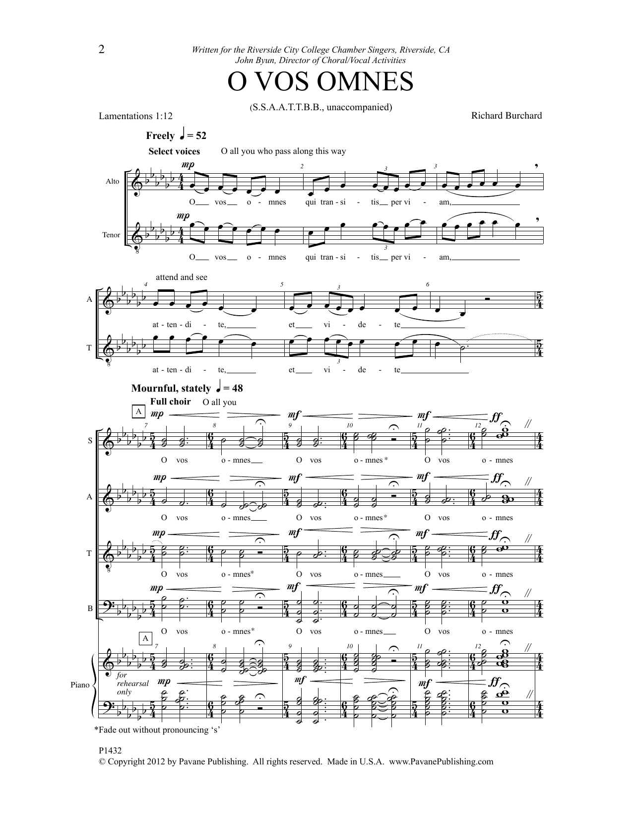 Richard Burchard O Vos Omnes sheet music notes and chords. Download Printable PDF.