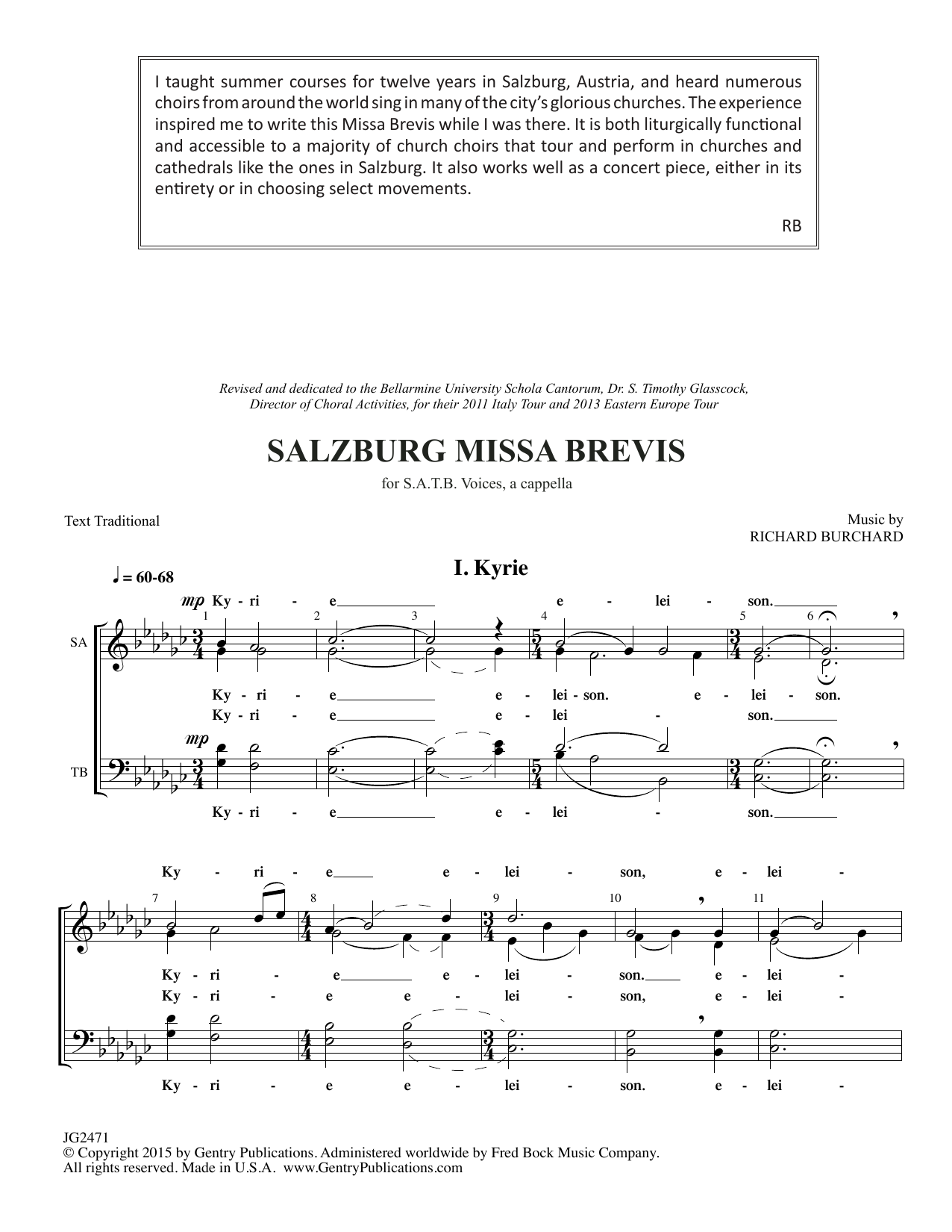 Richard Burchard Salzburg Missa Brevis sheet music notes and chords. Download Printable PDF.