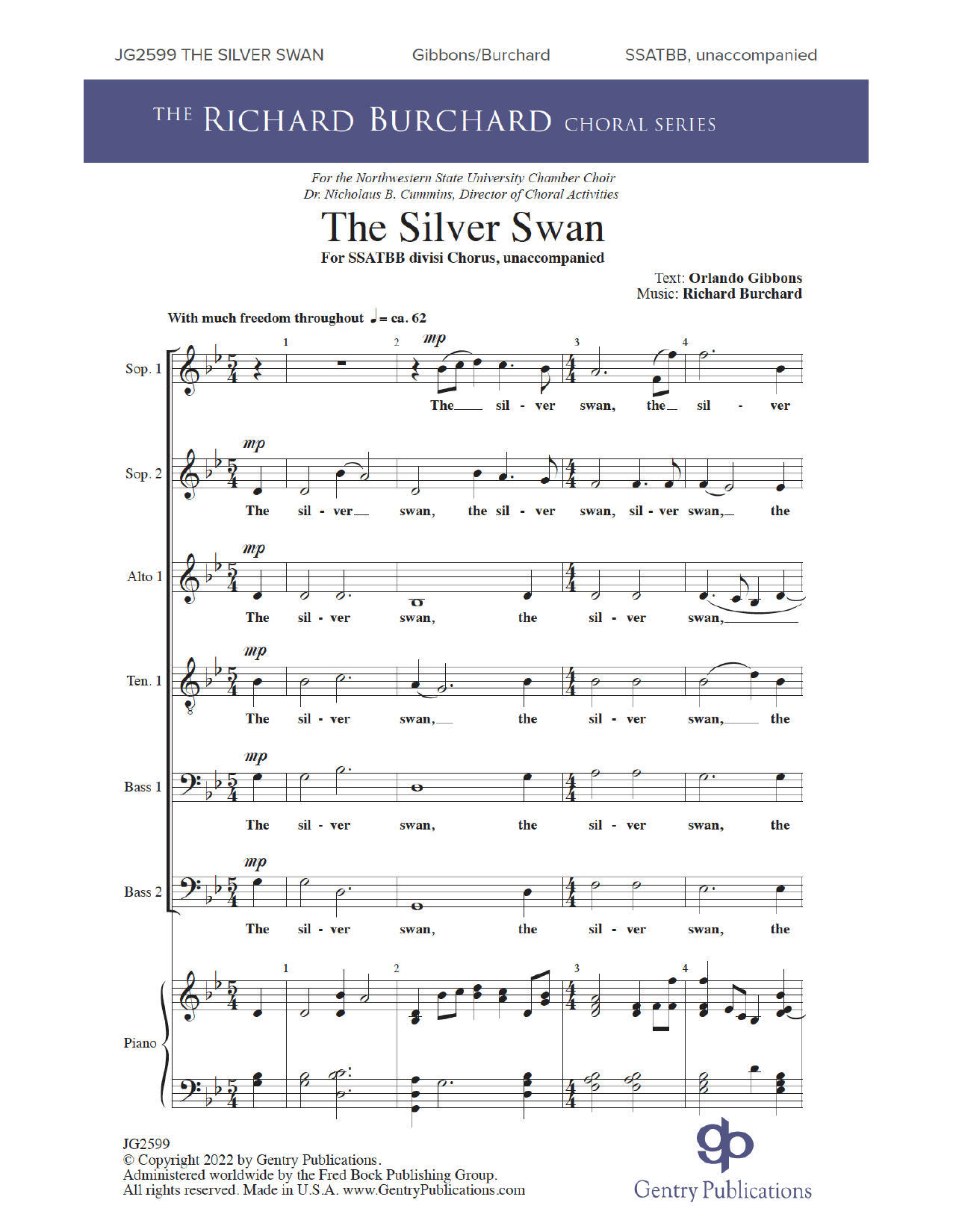 Richard Burchard The Silver Swan sheet music notes and chords. Download Printable PDF.