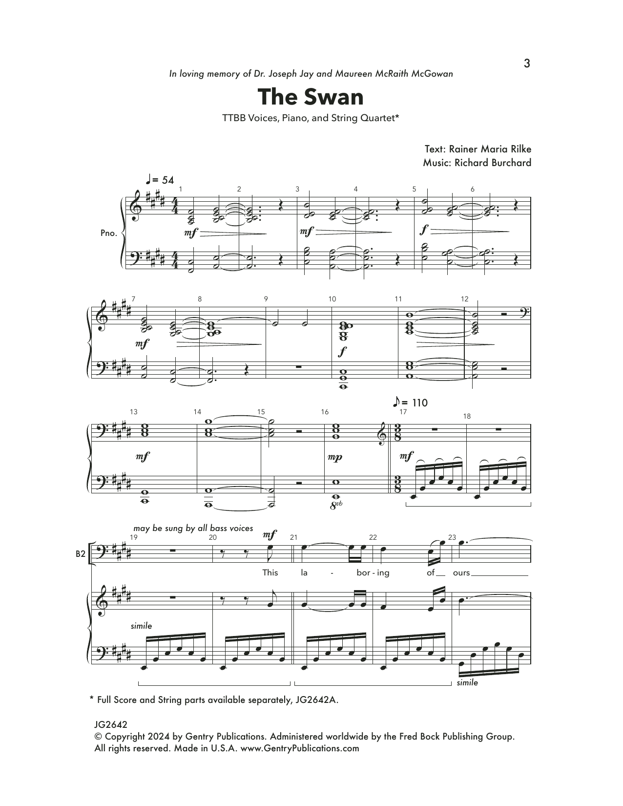 Richard Burchard The Swan sheet music notes and chords. Download Printable PDF.