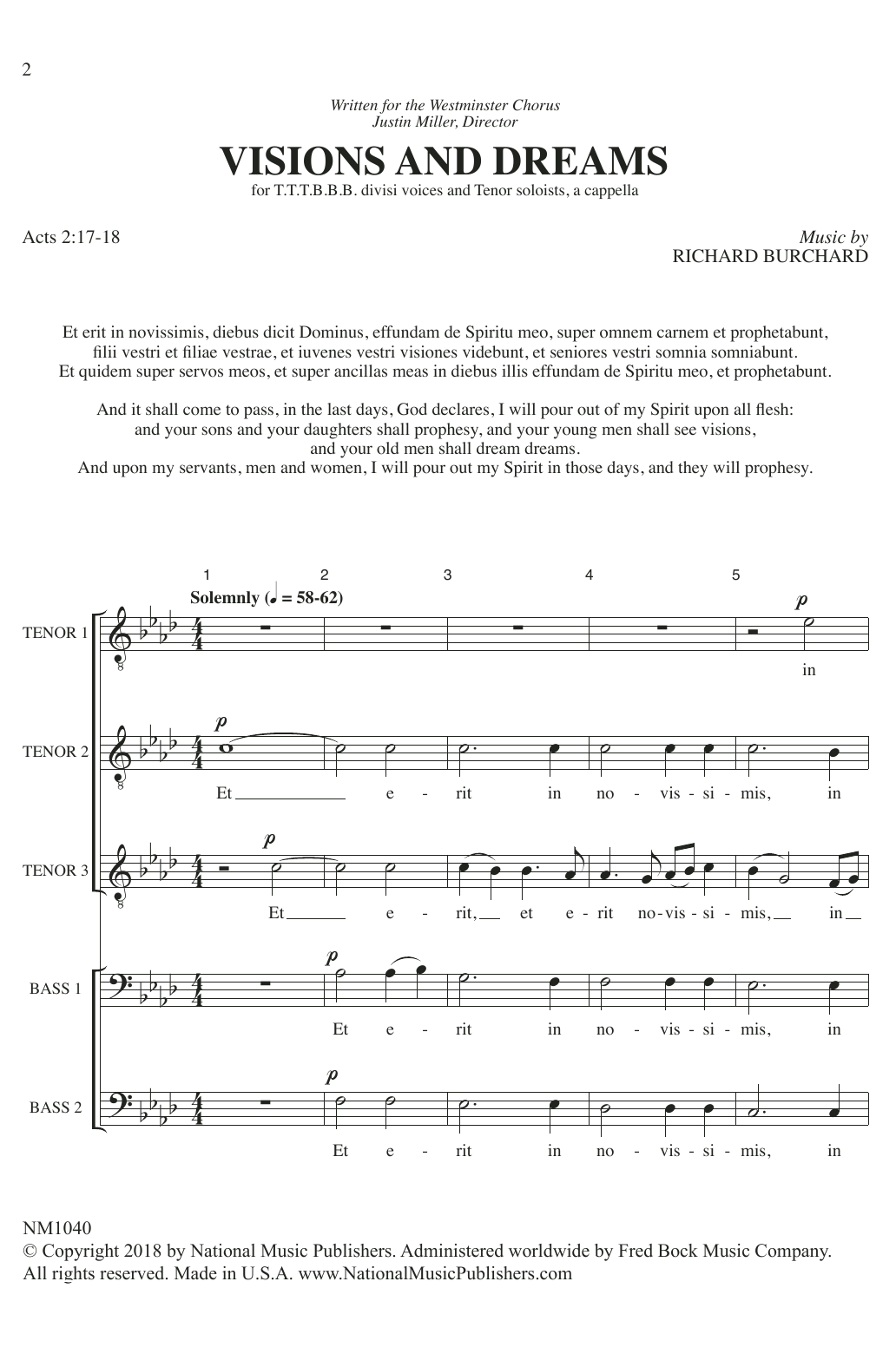 Richard Burchard Visions And Dreams sheet music notes and chords. Download Printable PDF.