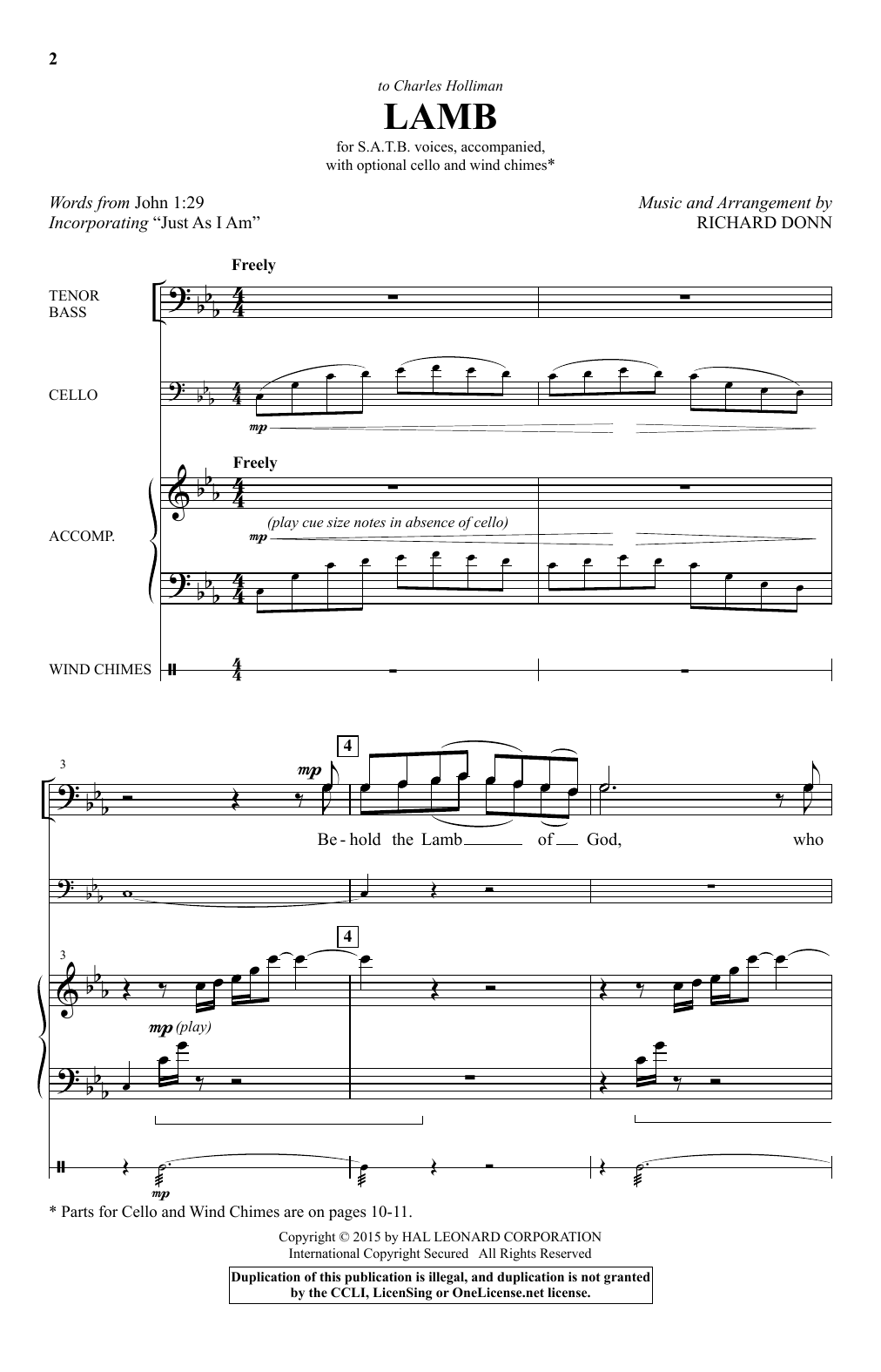 Richard Donn Lamb sheet music notes and chords. Download Printable PDF.