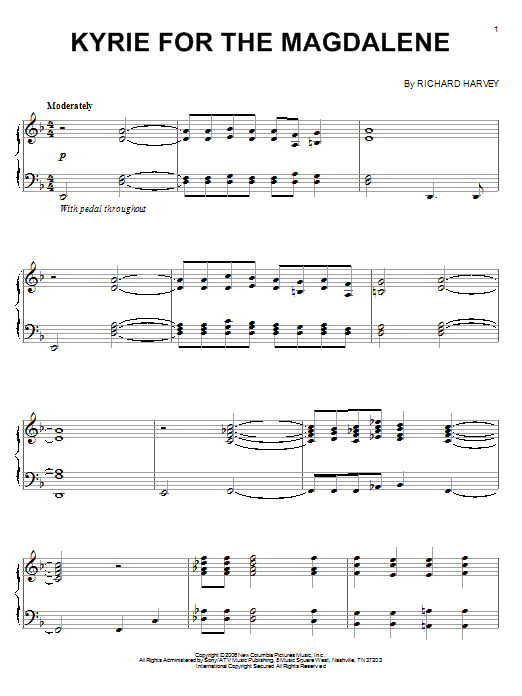 Richard Harvey Kyrie For The Magdalene sheet music notes and chords. Download Printable PDF.