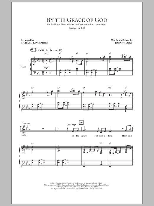 Learn to play Richard Kingsmore By The Grace Of God sheet music for SATB Choir in minutes. Price: 3.9900$ Richard Kingsmore By The Grace Of God sheet music notes and chords arranged for SATB Choir