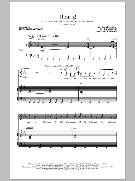 Richard Kingsmore Rising sheet music notes and chords. Download Printable PDF.