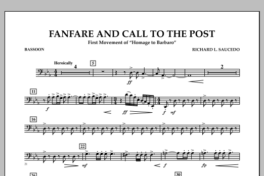 Learn to play Richard L. Saucedo Fanfare and Call to the Post - Bassoon sheet music for Concert Band in minutes. Price: 7.8900$ Richard L. Saucedo Fanfare and Call to the Post - Bassoon sheet music notes and chords arranged for Concert Band