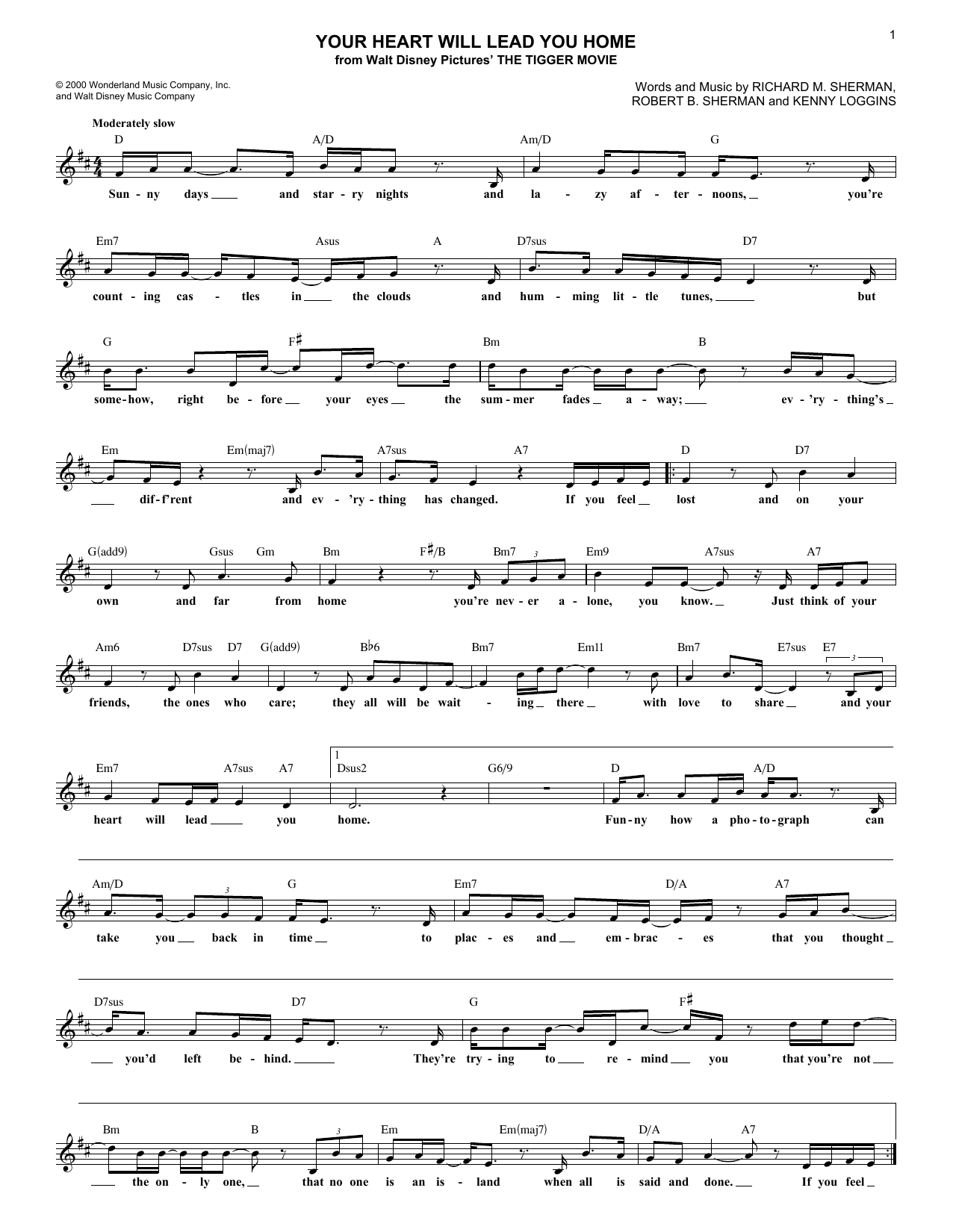 Learn to play Richard M. Sherman Your Heart Will Lead You Home sheet music for Lead Sheet / Fake Book in minutes. Price: 5.9900$ Richard M. Sherman Your Heart Will Lead You Home sheet music notes and chords arranged for Lead Sheet / Fake Book