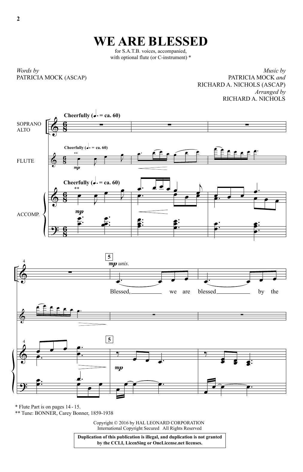 Richard Nichols We Are Blessed sheet music notes and chords. Download Printable PDF.