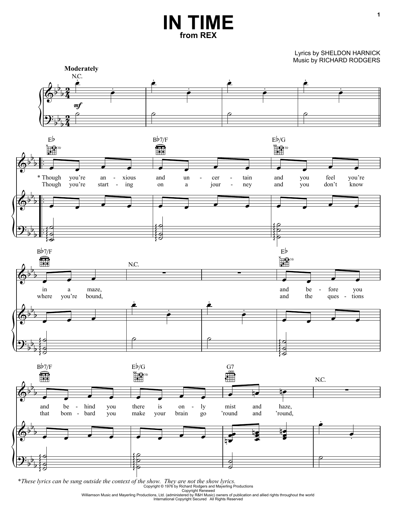 Richard Rodgers In Time sheet music notes and chords. Download Printable PDF.