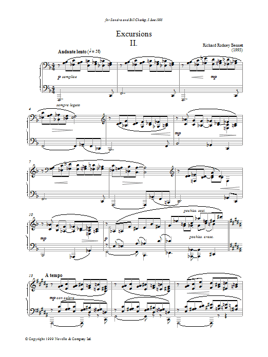 Richard Rodney Bennett Excursions II sheet music notes and chords. Download Printable PDF.