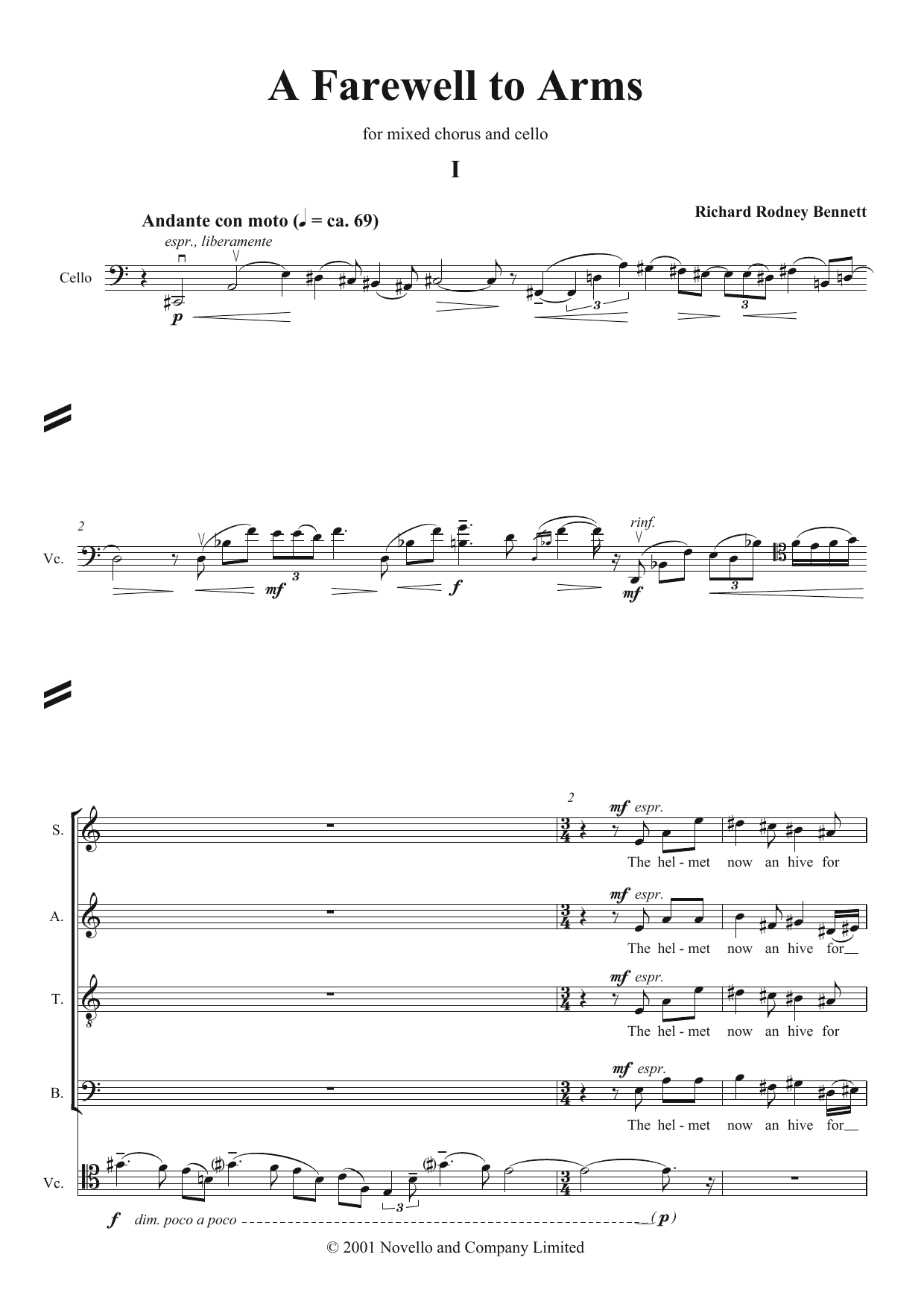Learn to play Richard Rodney Bennett Farewell To Arms sheet music for SATB Choir in minutes. Price: 3.9900$ Richard Rodney Bennett Farewell To Arms sheet music notes and chords arranged for SATB Choir