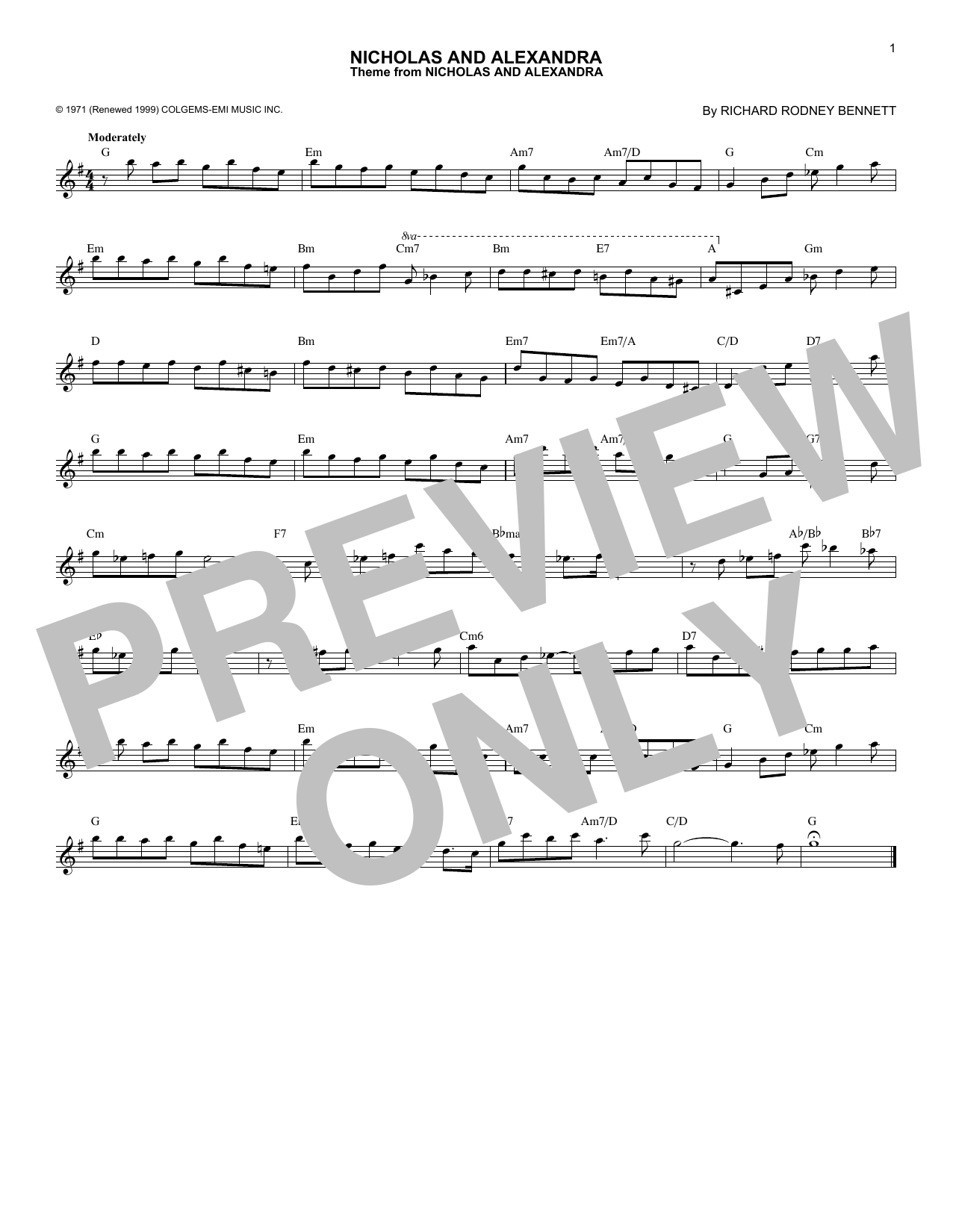 Learn to play Richard Rodney Bennett Nicholas And Alexandra sheet music for Lead Sheet / Fake Book in minutes. Price: 5.9900$ Richard Rodney Bennett Nicholas And Alexandra sheet music notes and chords arranged for Lead Sheet / Fake Book