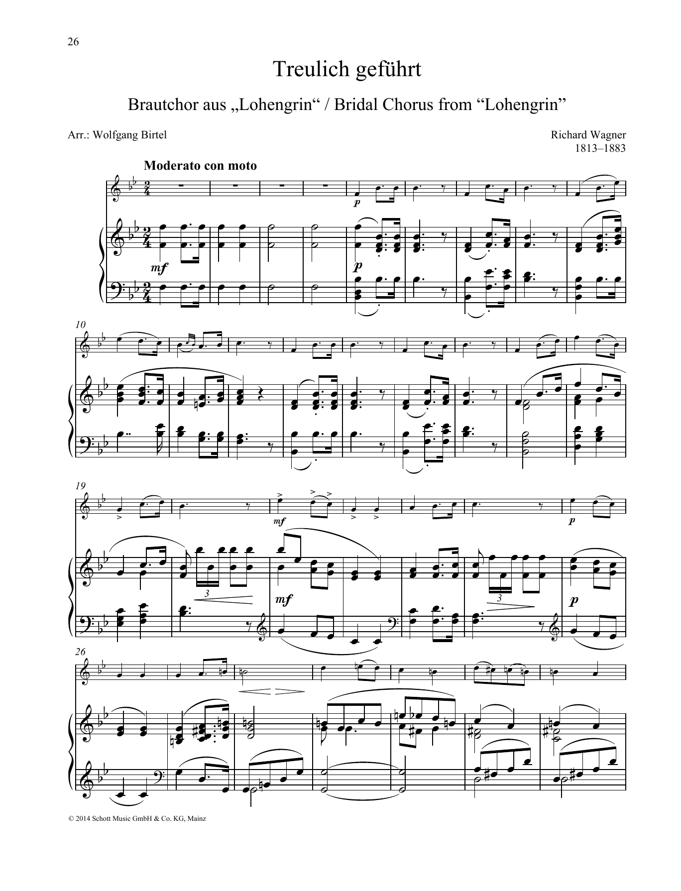 Richard Wagner Treulich geführt sheet music notes and chords. Download Printable PDF.