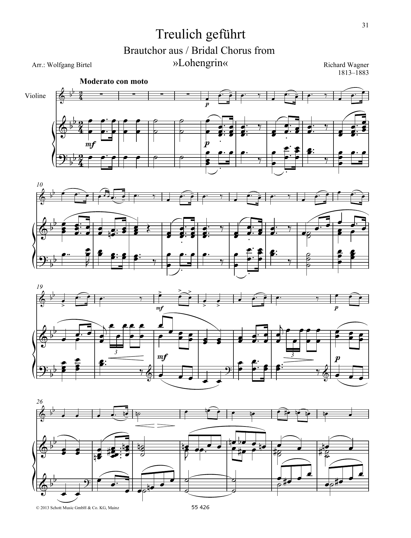 Richard Wagner Treulich gefuhrt sheet music notes and chords. Download Printable PDF.