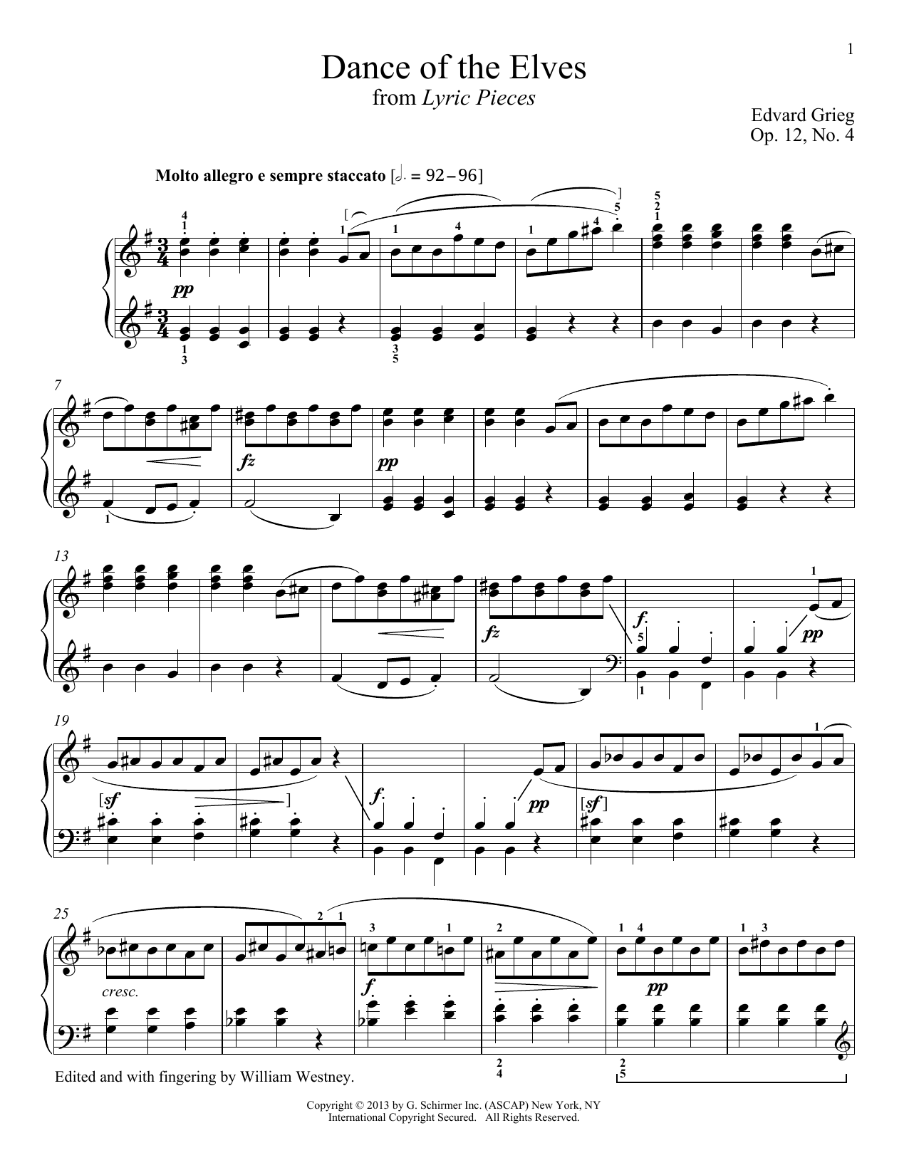 Richard Walters Elves Dance Op 12 No 4 Sheet Music Pdf Notes Chords Classical Score Piano Solo Download Printable Sku