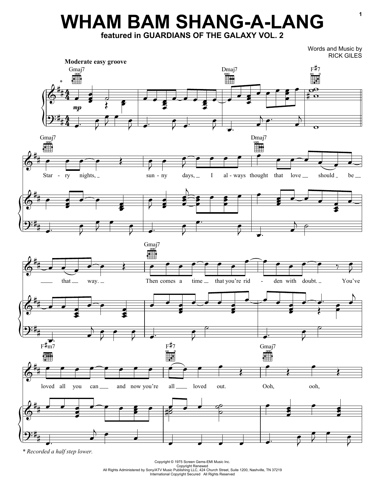 Rick Giles Wham Bam Shang-A-Lang sheet music notes and chords. Download Printable PDF.