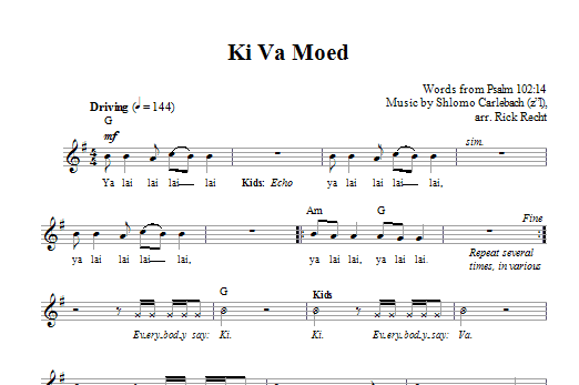 Rick Recht Ki Va Moed sheet music notes and chords. Download Printable PDF.