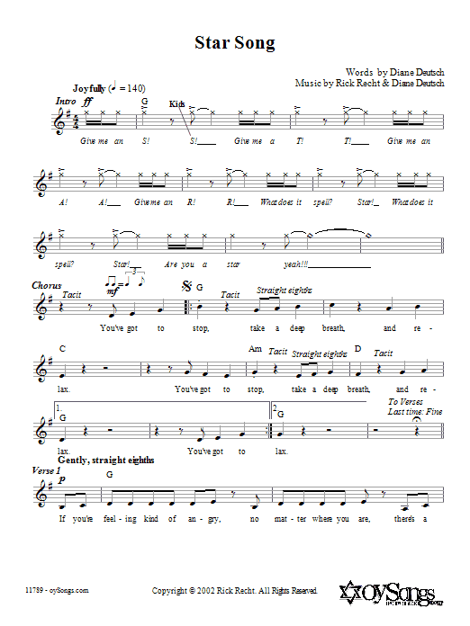 Rick Recht Star Song sheet music notes and chords. Download Printable PDF.