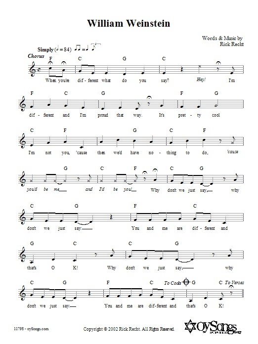 Rick Recht William Weinstein sheet music notes and chords. Download Printable PDF.