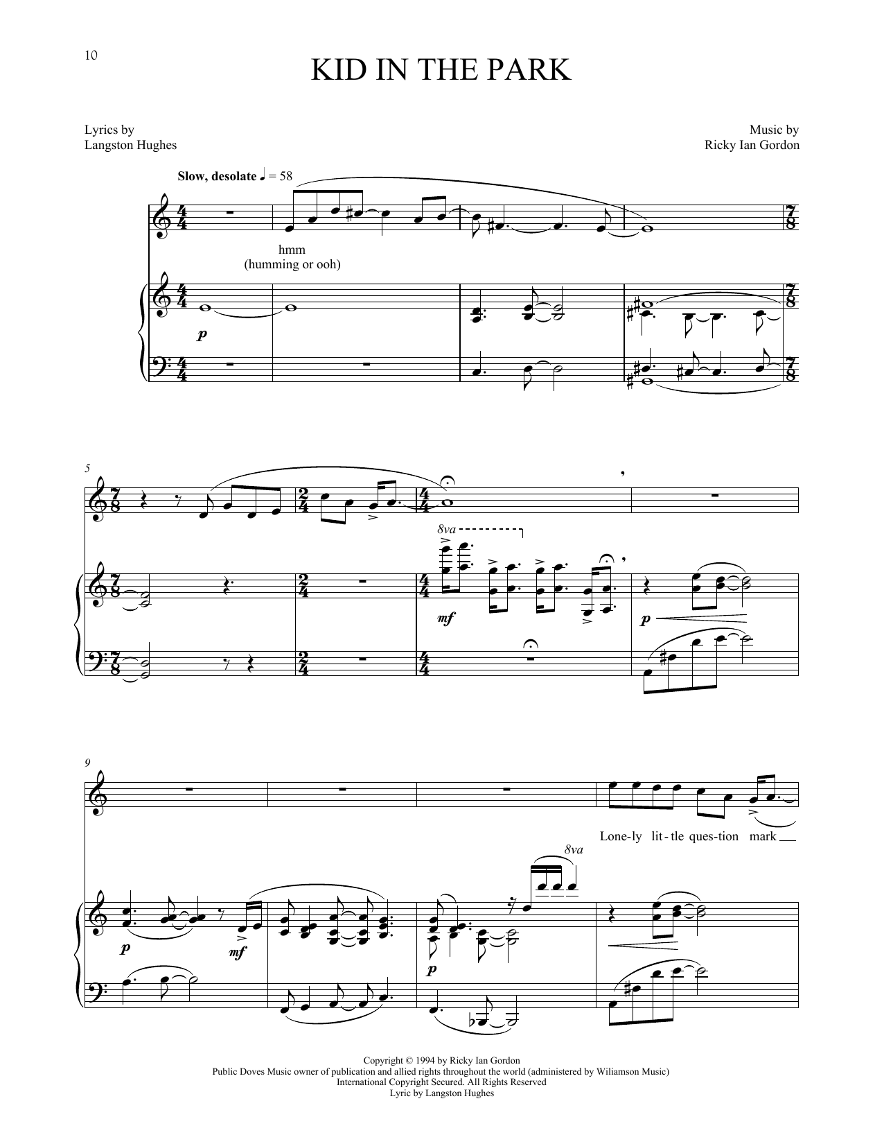 Learn to play Ricky Ian Gordon Kid In The Park sheet music for Piano & Vocal in minutes. Ricky Ian Gordon Kid In The Park sheet music notes and chords. Download Printable PDF.