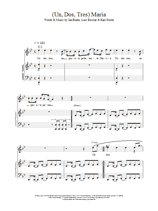 Ricky Martin (Un, Dos, Tres) Maria sheet music notes and chords. Download Printable PDF.