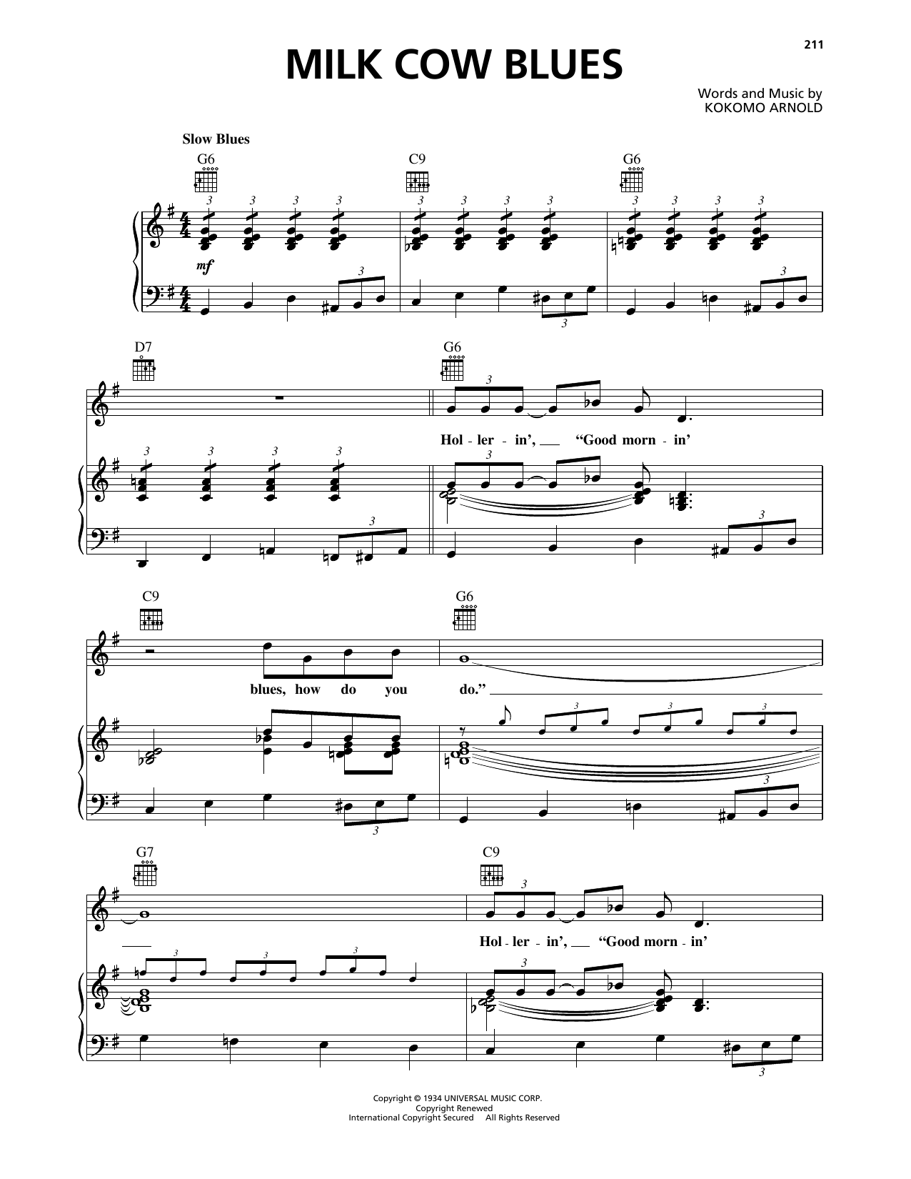 Ricky Nelson Milk Cow Blues sheet music notes and chords. Download Printable PDF.