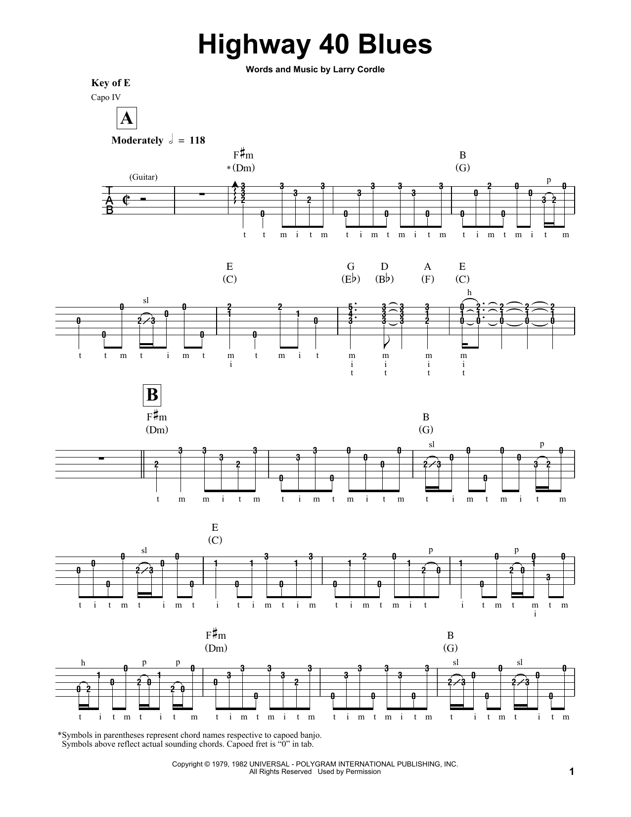 Ricky Skaggs Highway 40 Blues sheet music notes and chords. Download Printable PDF.