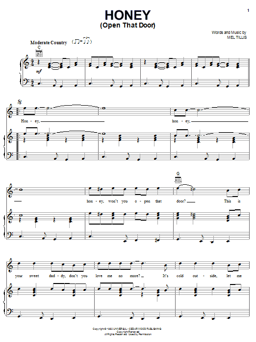Honey Open That Door Sheet Music Score By Ricky Skaggs