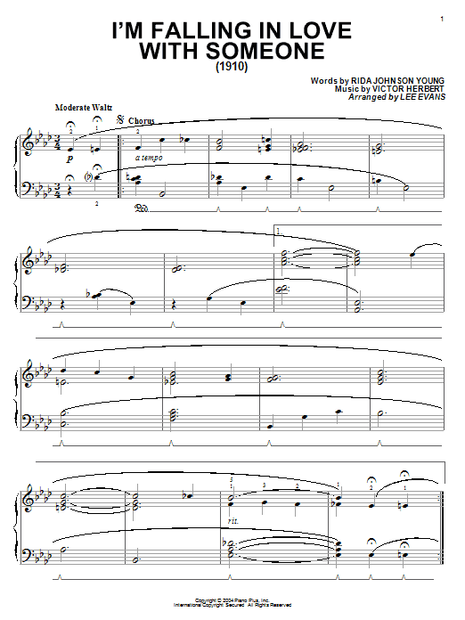 Learn to play Rida Johnson Young I'm Falling In Love With Someone sheet music for Piano Solo in minutes. Price: 6.9900$ Rida Johnson Young I'm Falling In Love With Someone sheet music notes and chords. Download Printable PDF.