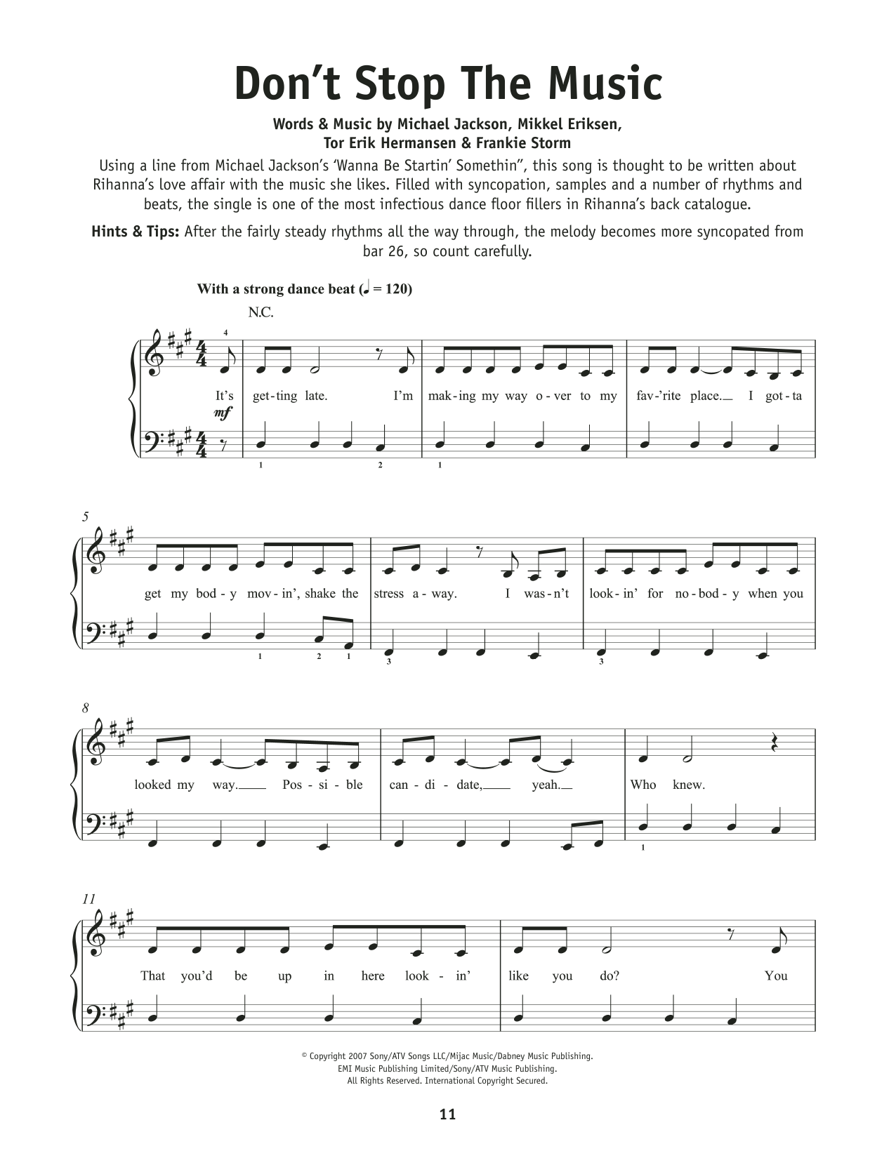 Rihanna Don't Stop The Music sheet music notes and chords. Download Printable PDF.