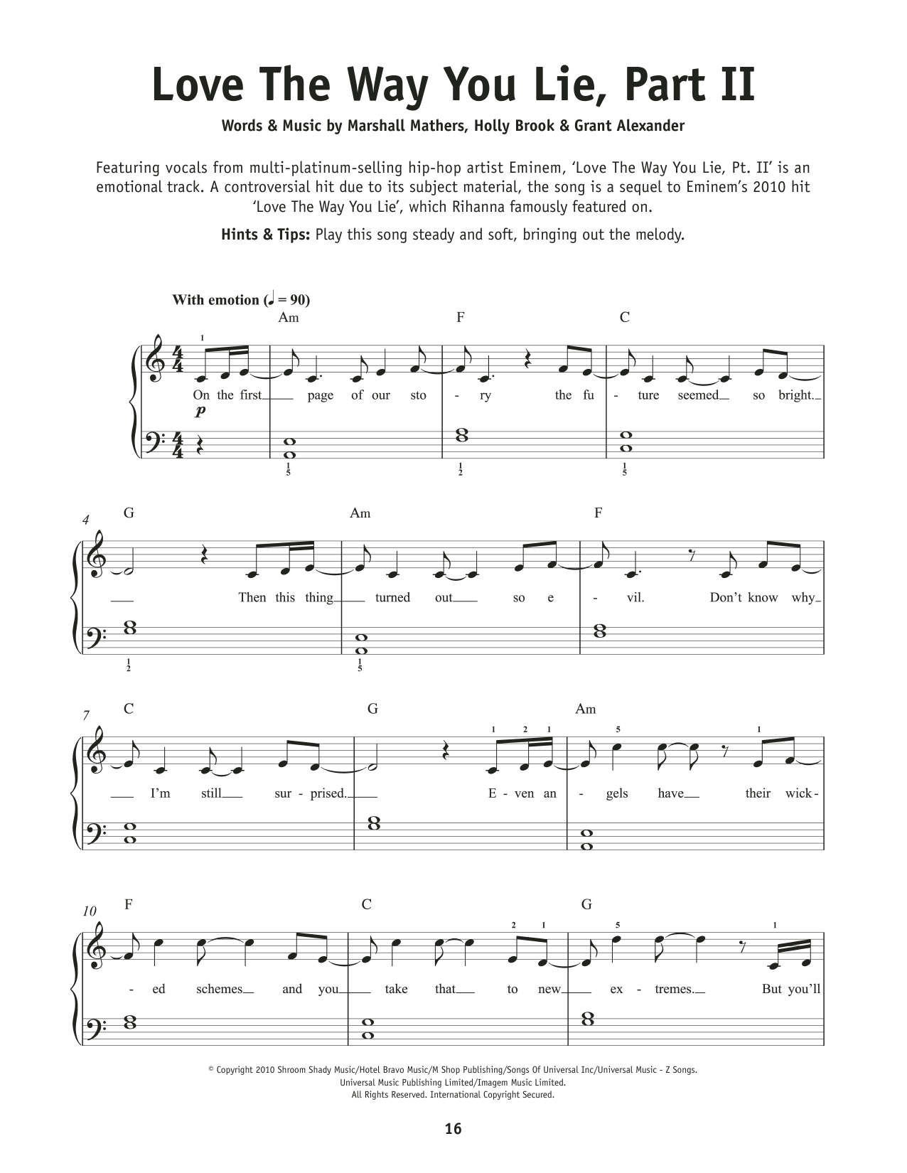 Rihanna feat. Eminem Love The Way You Lie, Pt. 2 sheet music notes and chords. Download Printable PDF.