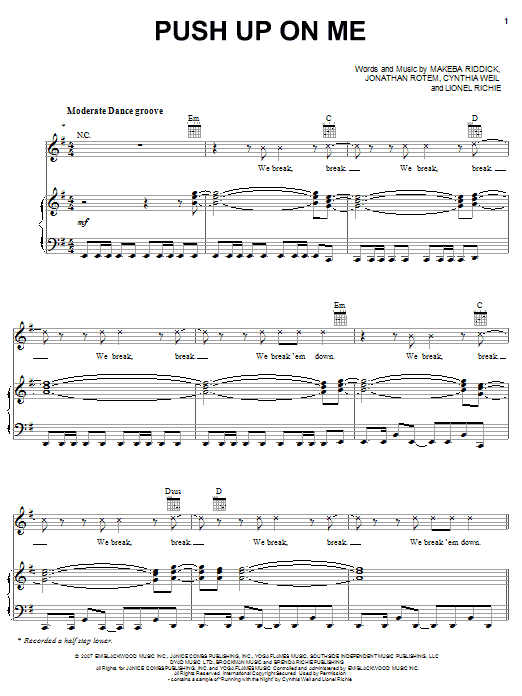 Rihanna Push Up On Me sheet music notes and chords. Download Printable PDF.
