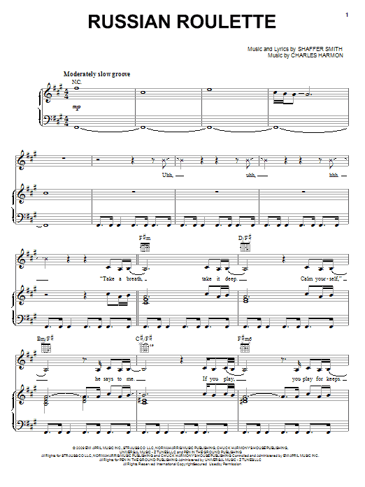 Rihanna 'Russian Roulette' Sheet Music, Chords & Lyrics