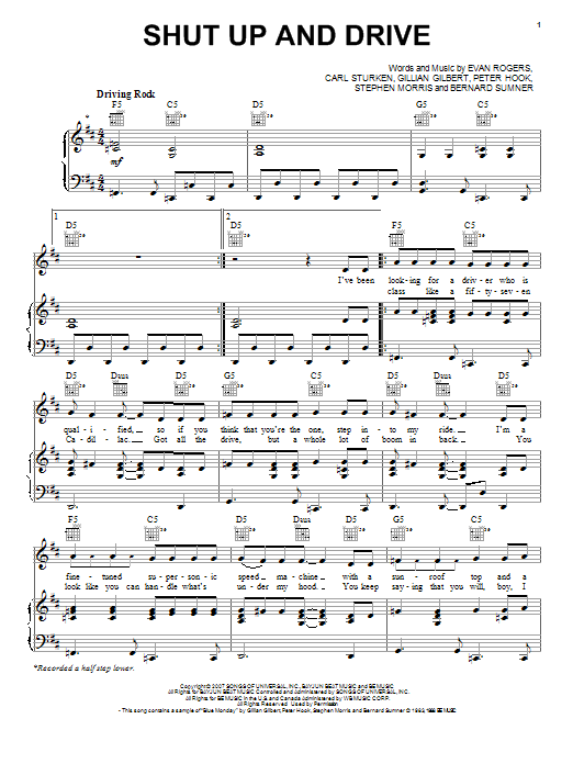 Rihanna Shut Up And Drive Sheet Music Pdf Notes Chords R And B Score