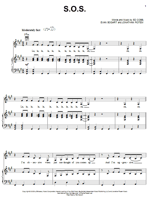 Rihanna S.O.S. sheet music notes and chords. Download Printable PDF.