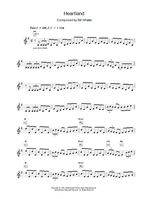 Bill Whelan Heartland (from Riverdance) sheet music notes and chords. Download Printable PDF.