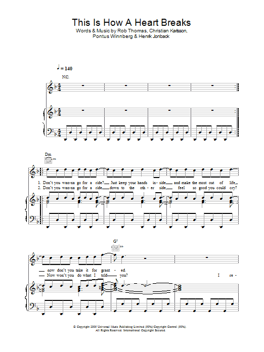 Learn to play Rob Thomas This Is How A Heart Breaks sheet music for Piano, Vocal & Guitar (Right-Hand Melody) in minutes. Rob Thomas This Is How A Heart Breaks sheet music notes and chords. Download Printable PDF.