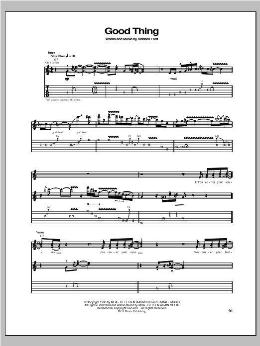 Robben Ford Good Thing sheet music notes and chords. Download Printable PDF.